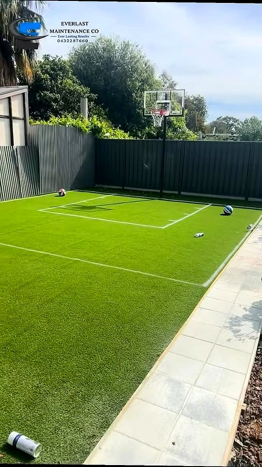 Backyard turf sports court built by Everlast Maintenance Co in Adelaide