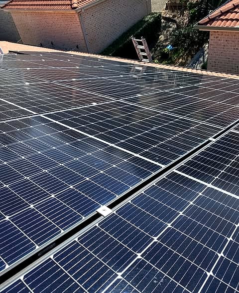 Solar panels after a clean on an Adelaide roof