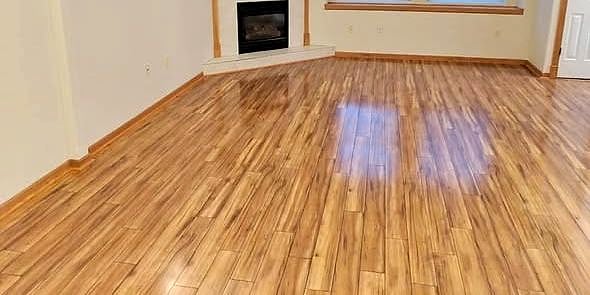 Timber floor finished in the fireplace living room